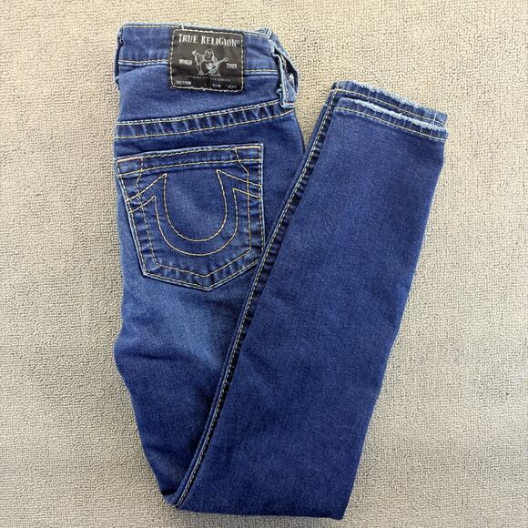 True Religion Halle Jeans Womens Sz. 27 Blue Denim Stretch Mid-Rise Super Skinny - Picture 4 of 10